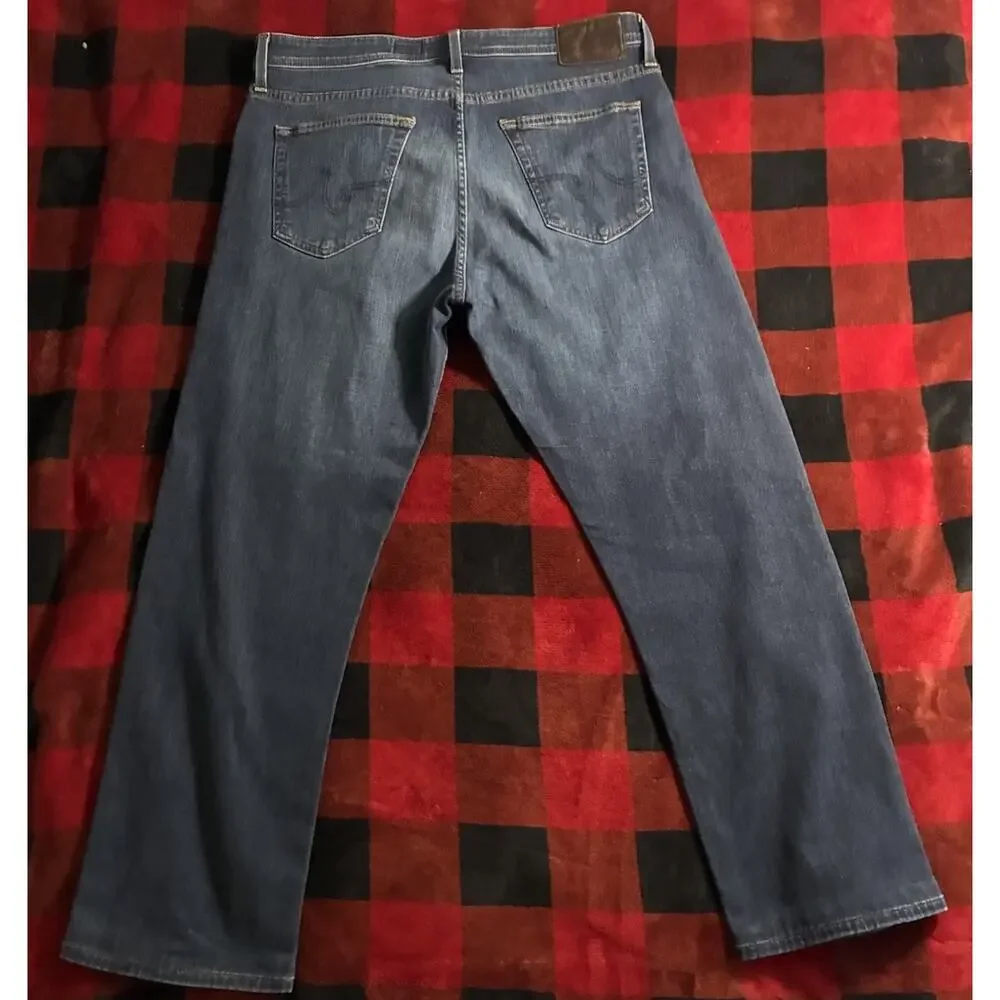 AG Adriano Goldschmied Men's Dark Blue Jeans 36x34 Athletic-Fit Denim Designer